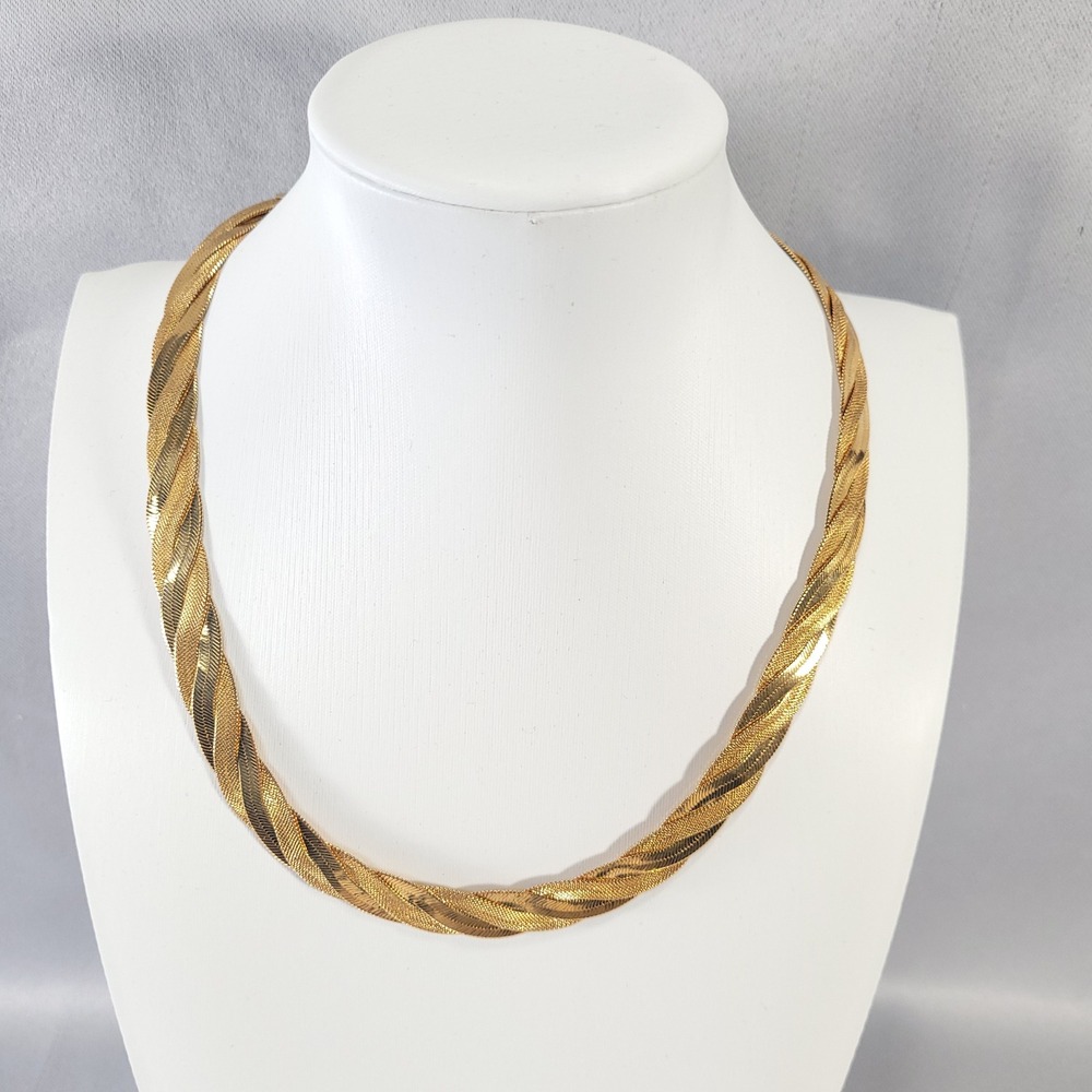Napier Necklace Gold Braided Herringbone Flat Snake Chain Adjustable Jewelry